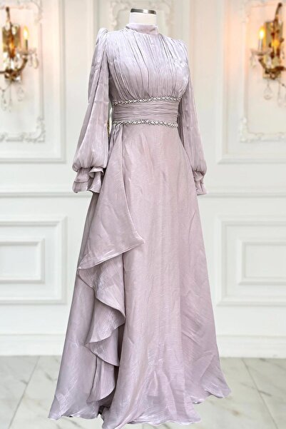 Amine Hüma Alize Abiye Elbise Pudra