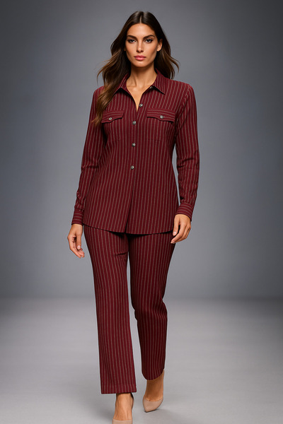 Mivoon Γυναικείο σετ παντελονιών με ρίγες καμπάνα σε μεγάλο μέγεθος – Κομψό ύφασμα κρεπ άνετο καθημερινό