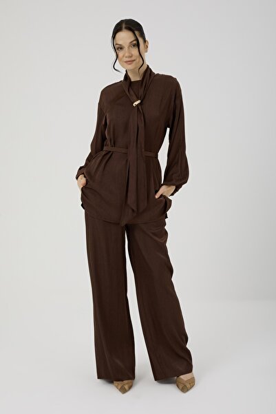 Jupe Kadın Fular Detaylı İpek Küpra Takım 8575