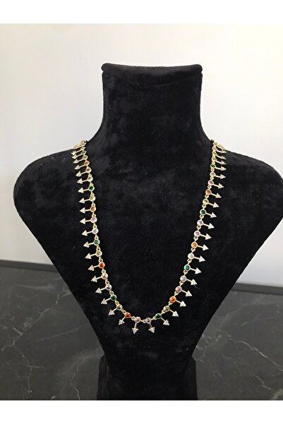 shop قلادة من الفولاذ المقاوم للصدأ بتصميم مسمار مع أحجار ملونة ولمعان براق