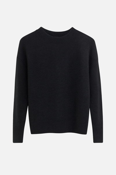 Amia&Co. Tricotaj negru guler rotund basic Pulover