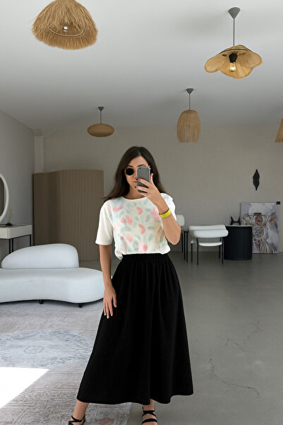 mf venessa Our Women's Elastic-Waisted, Soft Fabric Skirt with Pockets.