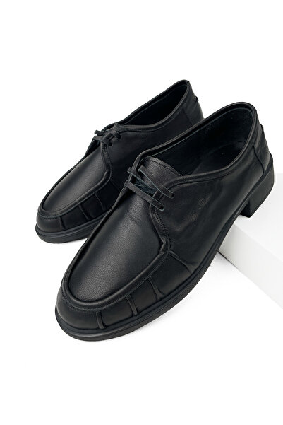 RABU حذاء أكسفورد نسائي من الجلد الطبيعي باللون الأسود