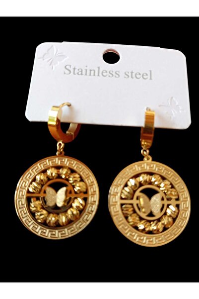 Celestia Stylish Gold Earrings with Butterfly Detail in the Middle