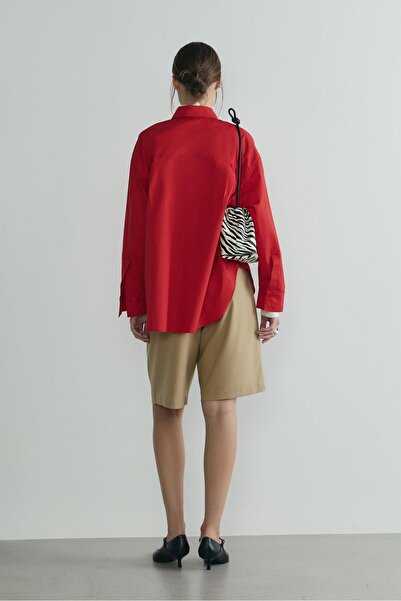Suud Collection Kırmızı Page Oversize Gömlek
