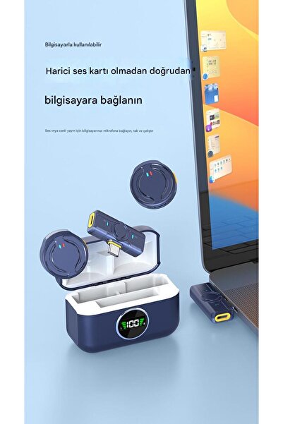 MATECHNO Kablosuz Profesyonel İkili Yayın Yaka Mikrofonu Şarj Kutulu | Mini Mıknatıs Tasarım | Uzun Pil Ömrü