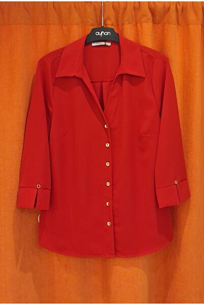 AYHAN Three-Quarter Sleeve Crepe Shirt