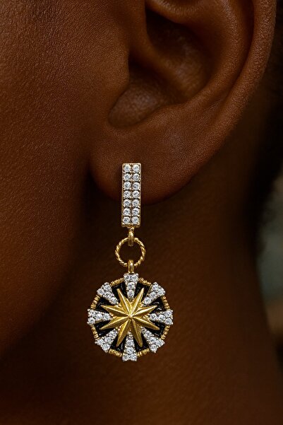 TAKIŞTIR Gold Color Star Figured Ysx Earrings (Pair)