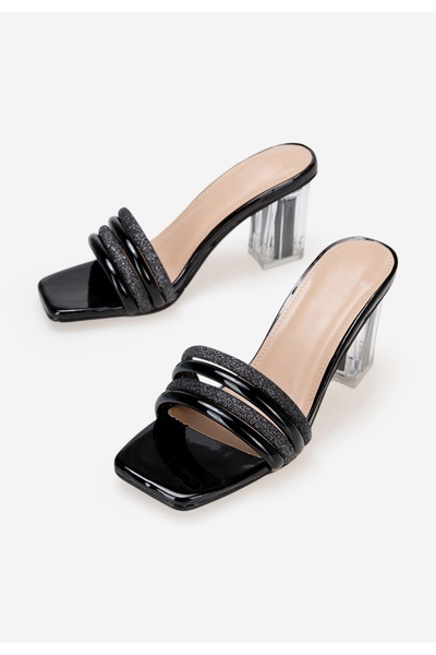 B T Shoes Παντοφλες με τακούνι Especial μαύρα