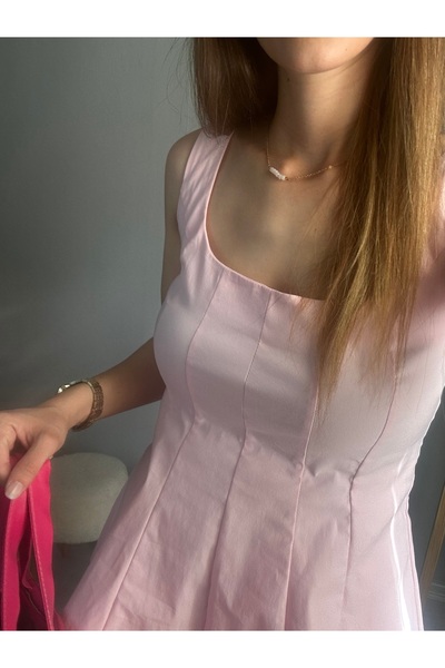 ERVEYM Pensli Pembe Askılı Peplum Bluz