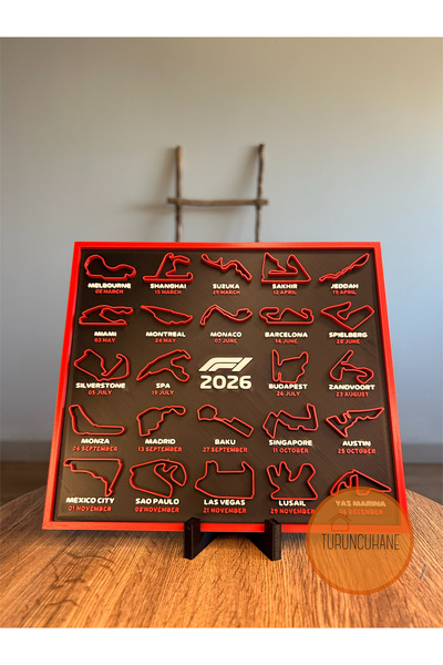 TURUNCUHANE F1 2026 Pist Takvimi Figür Standlı – Formula 1 Dekor Gamer Oyun O...