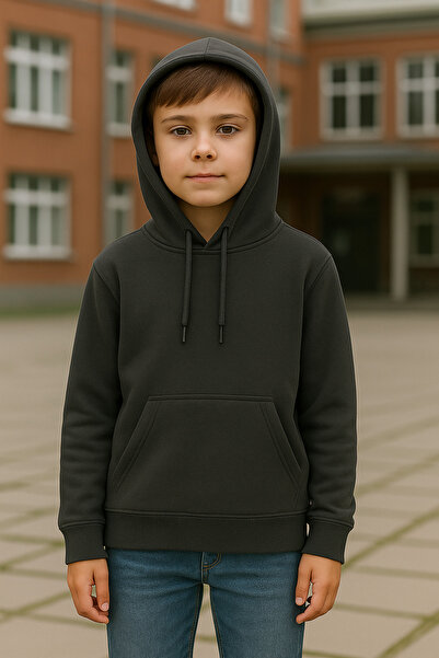 nacar çarşı Παιδική ζακέτα με κουκούλα και τσέπες καγκουρό, από χτενισμένο βα...