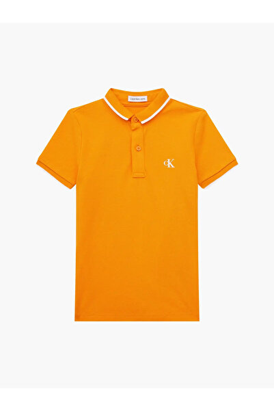 Calvin Klein MONOGRAM TIPPING FIT Erkek Turuncu Polo T-Shirt