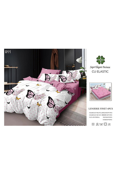 FIONNA.RO Lenjerie Din Finet Cu Elastic - Fluturi Roz