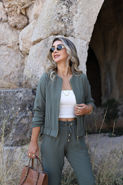 bytugcekaya Σετ παντελόνι με φερμουάρ χακί