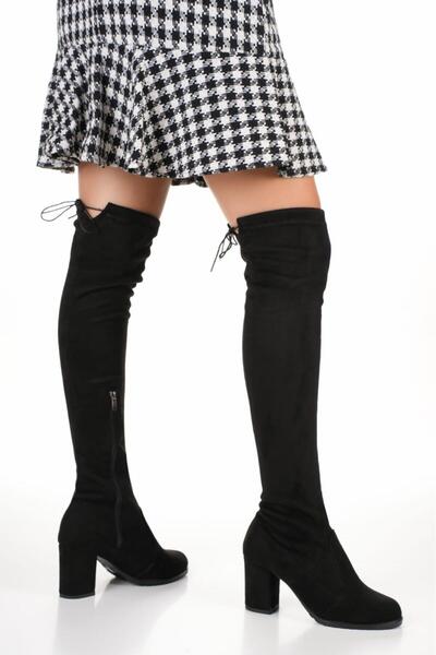 SH SİLVER MODA Cizme de damă cu toc înalt, elastice, peste genunchi