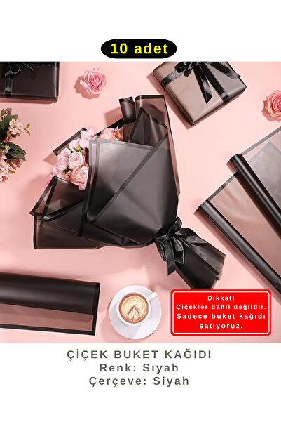 COLORPAK Çiçek Buket Kağıdı - Çiçek Ambalaj Kağıdı - Siyah - Siyah Kenarlı - ...