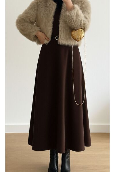 CNG MODA Puff Scuba Fabric Zippered Hijab Skirt