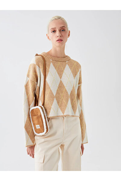 LC Waikiki Lcw Accessories Women's Phone Bag with Brown Label Detail