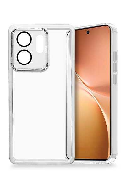 Wtech غطاء خلفي أنيق مطلي بالكهرباء مع حافة كاميرا لهاتف vivo V60 5G 2025 مصنوع من مادة TPU السيليكونية الشفافة الناعمة