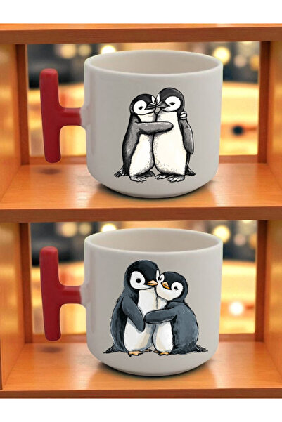 lili hediyelik كوب لاتيه مطبوع عليه البطاريق - هدية للمرأة، هدية للصبي