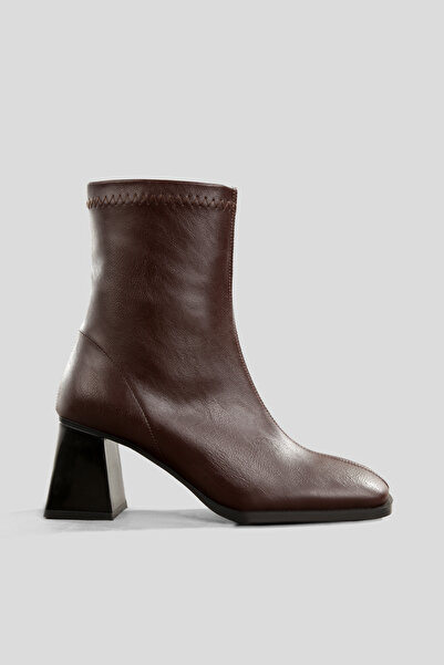 lunaya Kadın Bot Acı Kahve Kalın Topuklu Streç Boots