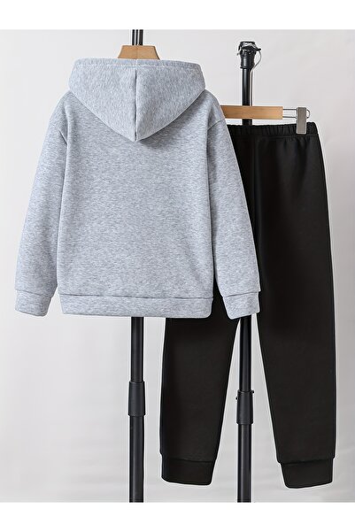 uyguntarz Eriyen Kalpler bedrucktes Oversize-Sweatshirt für Kinder, Trainingsanzug-Set