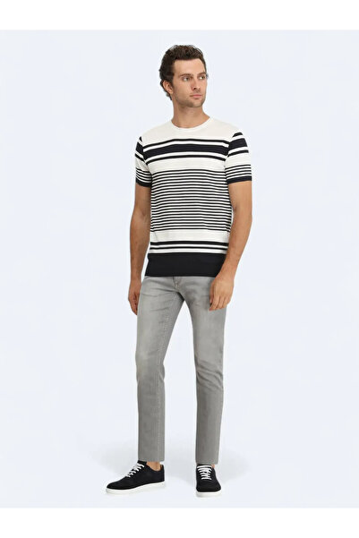 Kip Menswear Велосипедна комір смугаста трикотажна футболка синя TSH-1165