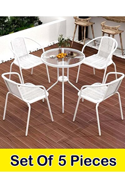Generic Living Set Of 5 Pieces, Outdoor Patio Garden Table With 4 Chair Set