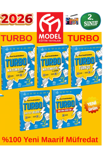 Ens Yayıncılık Model 2.Sınıf Turbo %100 Yeni Maarif Müfredat Eğitim Seti(5 Kitap)(M1-M2-T-H-ÖG)Yeni Ürün+Kalem