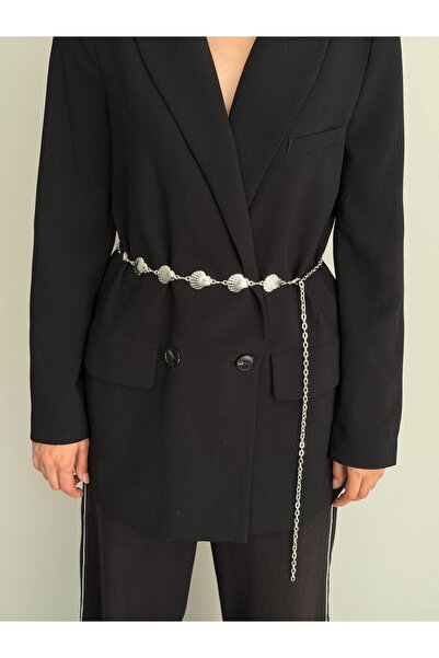 LİA KEMER Middle Silver Chain Accessory for Jacket, Dress, Pants, Evening Dress, Body Chain, Beach Belt