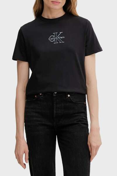 Calvin Klein SS CLASSIC FIT TEE Siyah Kadın Tişört