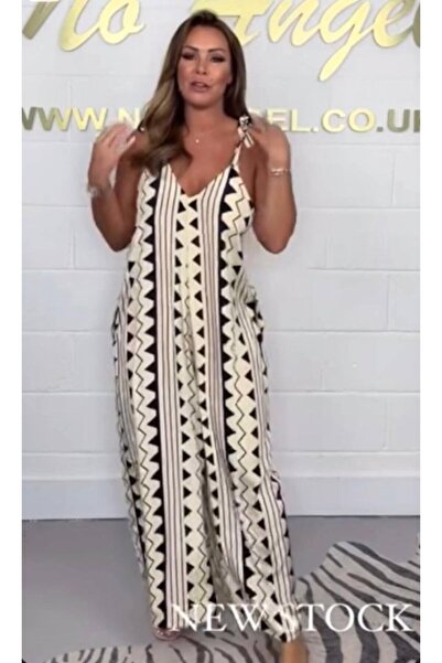 BY ELİZE Women's Spaghetti Strap Woven Crepe Jumpsuit