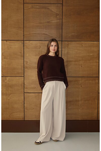 LOISY Pulover cu textura moale pentru femei, cu detaliu în dungi