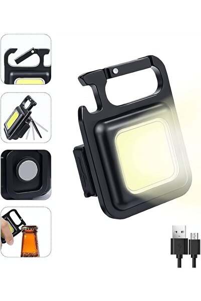 Sab Sab Mini Handheld Flashlight COB Keychain Work Light, 4 Lighting Modes,