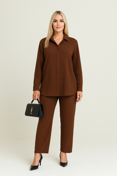 şuranur Wrap-Around Shirt Collar Buttoned Bottom Top Suit Suitable for Hijab 2XL 6XL