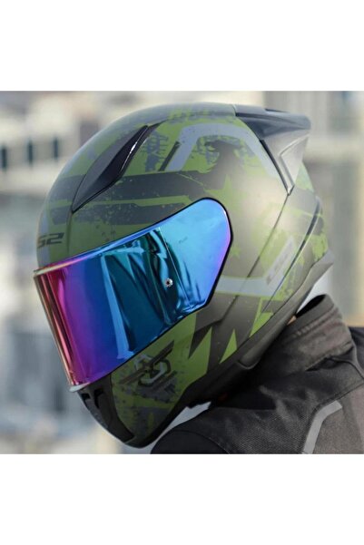 LS2 Rapid 2 Thunder Birds Full Face Motosiklet Kaskı Şeffaf + Gökkuşağı Vizörlü