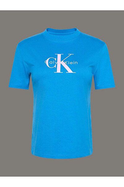 Calvin Klein HERO SS CLASSIC MONOLOGO CNECK T Mavi Kadın Tişört