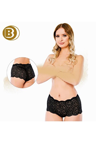 Belinay Women'S, Lace Detailed High Waist 4-Piece Panties, Black