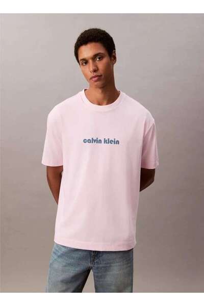 Calvin Klein SS COOLING JERSEY RLXD LOGO TEE Pembe Erkek Tişört