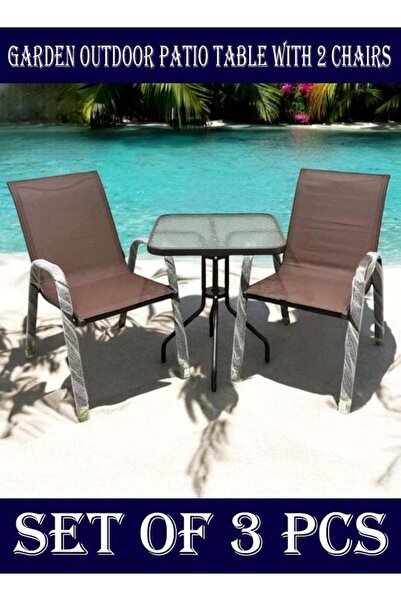 Generic Set of 3 Pieces, Garden Outdoor Patio Table With 2 Chairs Set 60*70 CM