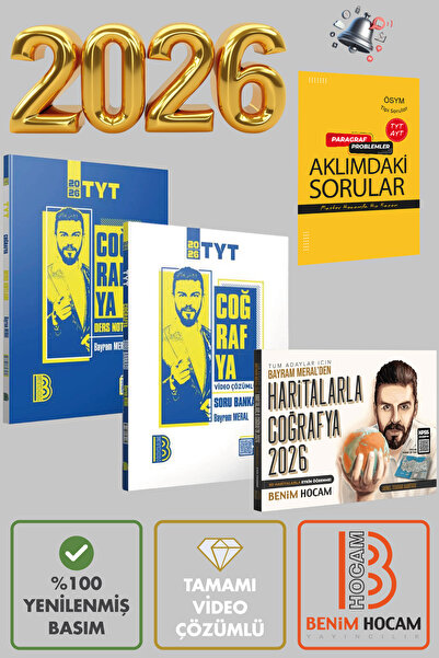 Benim Hocam Yayınları Bayram Meral TYT Coğrafya 3’lü Mega Set Haritalarla Tam...