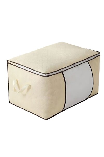 Promagg Storage Box with Zipper, Organizer for Linen, 2 King Size Blankets, Transparent Window, White Color