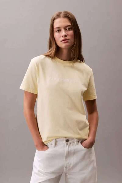 Calvin Klein A- INST. LOGO CLASSIC TEE SS Bej Kadın Tişört