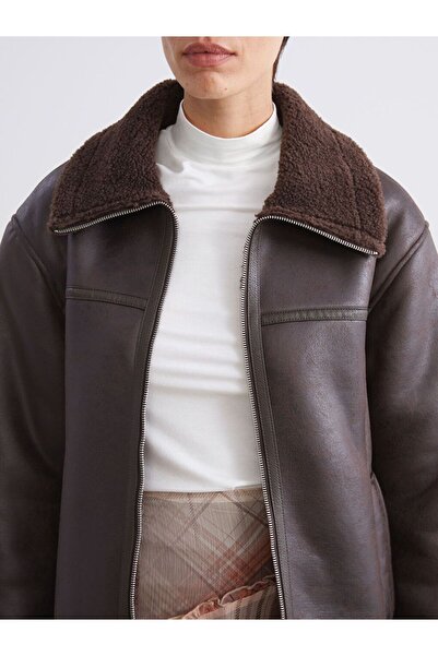 LC Waikiki Γυναικείο παλτό σουέτ με γιακά πουκάμισο