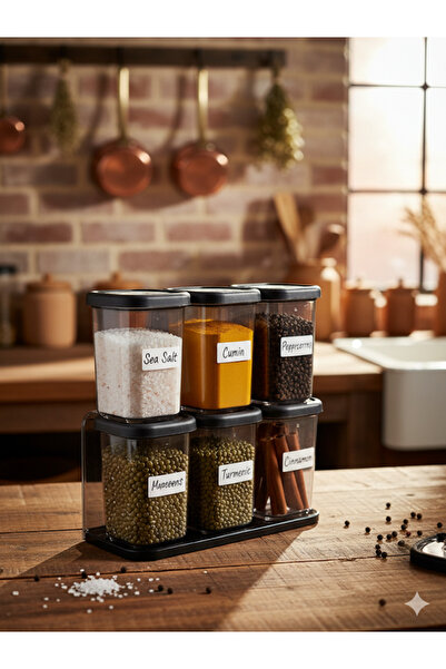 Tasarım Evi 6 قطع من حاويات الطعام المربعة ذات الفتحات البيضاوية - مدخنة