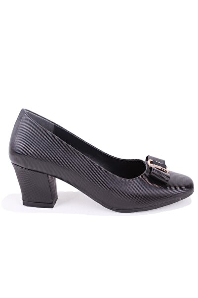 DAGOSTER Dza07-725550 Black Printed Patent Leather Classic Heeled Women's Shoes