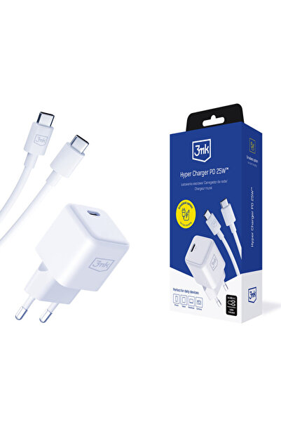 3MK Încărcător de perete USB-C GaN 25W, Hyper, alb