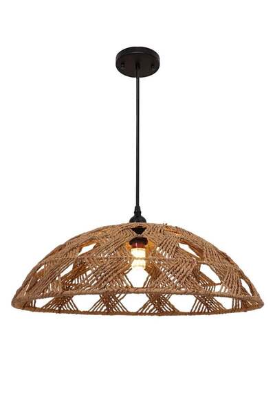 HAMER Modern brown single chandelier - contemporary rustic design with E27 base adds a distinctive tropical touch to your decor