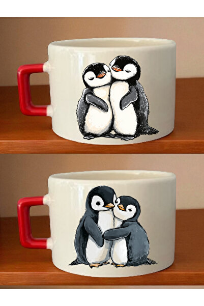 lili hediyelik Penguin Printed Coffee Cup - Valentine's Day Gift for Women, C...